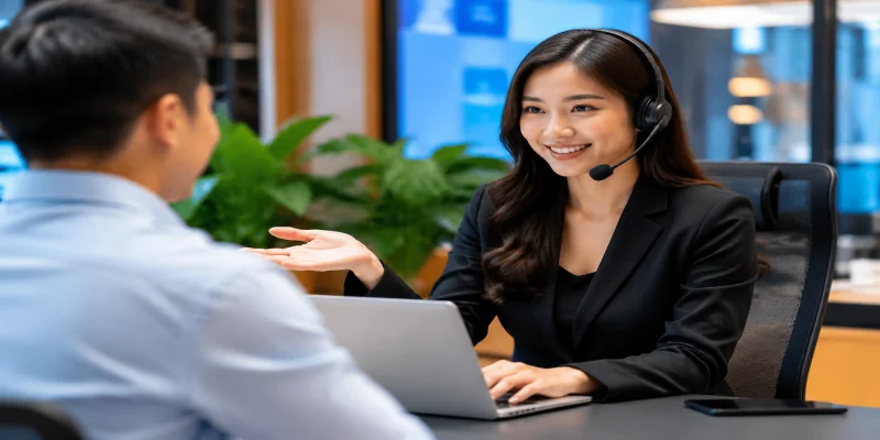 Nhân viên hỗ trợ khách hàng J88 giải đáp thắc mắc về chính sách bảo mật và miễn trừ